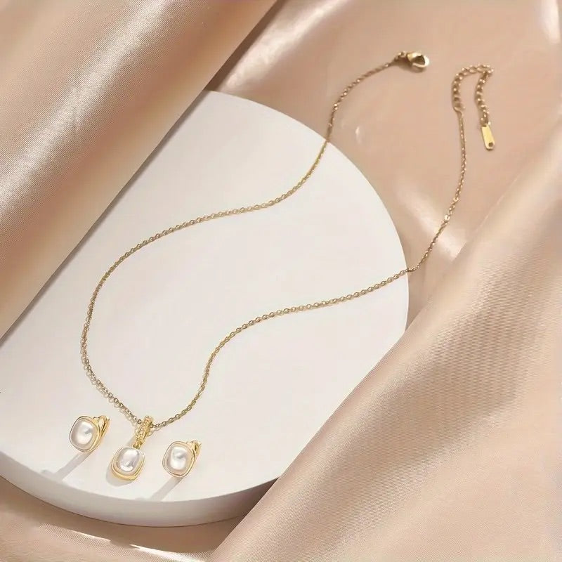 3-delige roestvrijstalen sieradenset met ketting