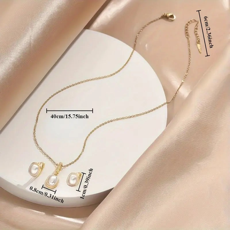 3-delige roestvrijstalen sieradenset met ketting